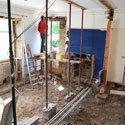 View of the proposed main living area and kitchen